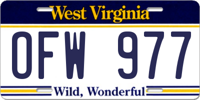 WV license plate OFW977