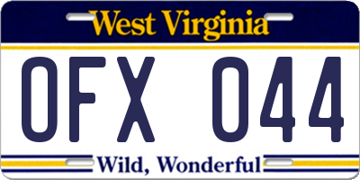 WV license plate OFX044