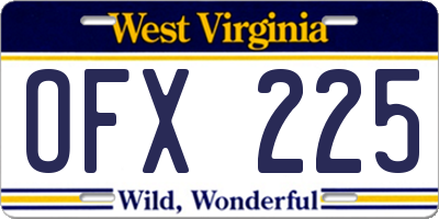WV license plate OFX225
