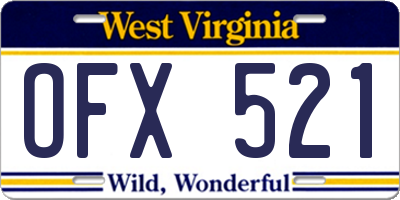 WV license plate OFX521