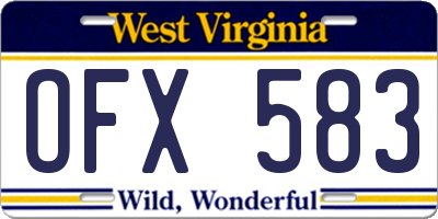 WV license plate OFX583