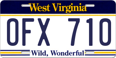 WV license plate OFX710