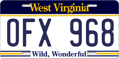 WV license plate OFX968