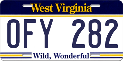 WV license plate OFY282