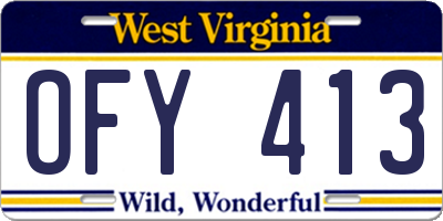 WV license plate OFY413