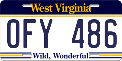 WV license plate OFY486