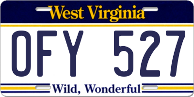 WV license plate OFY527