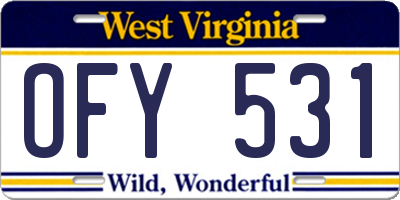 WV license plate OFY531