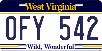 WV license plate OFY542
