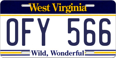WV license plate OFY566