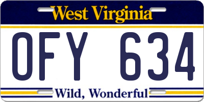 WV license plate OFY634