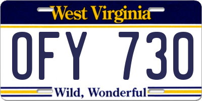 WV license plate OFY730