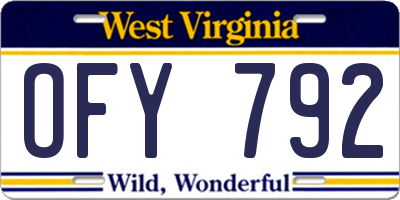 WV license plate OFY792