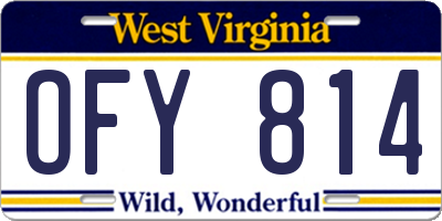 WV license plate OFY814