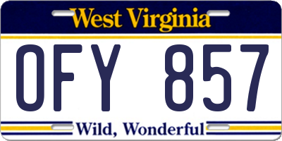 WV license plate OFY857