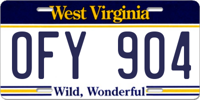 WV license plate OFY904