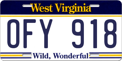 WV license plate OFY918