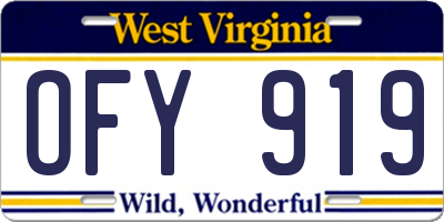 WV license plate OFY919