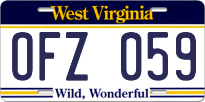 WV license plate OFZ059