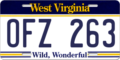 WV license plate OFZ263