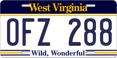 WV license plate OFZ288