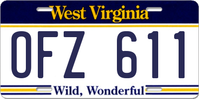 WV license plate OFZ611