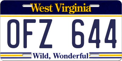 WV license plate OFZ644