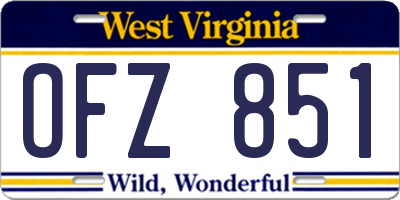 WV license plate OFZ851