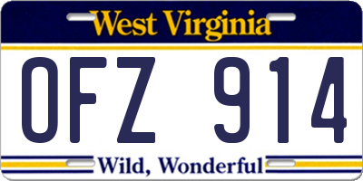 WV license plate OFZ914