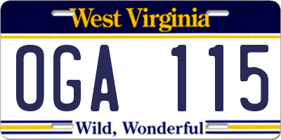 WV license plate OGA115