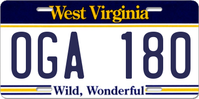 WV license plate OGA180