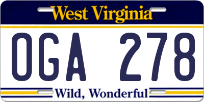 WV license plate OGA278
