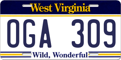 WV license plate OGA309
