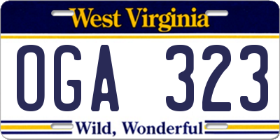 WV license plate OGA323