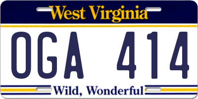 WV license plate OGA414