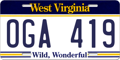 WV license plate OGA419