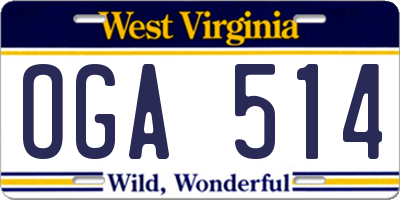WV license plate OGA514