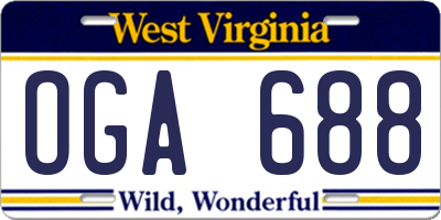 WV license plate OGA688