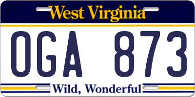WV license plate OGA873