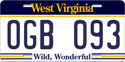 WV license plate OGB093