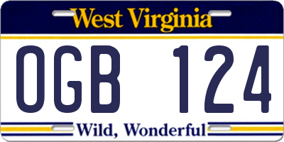 WV license plate OGB124