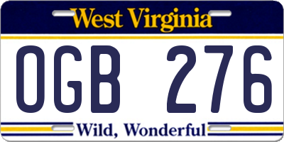 WV license plate OGB276