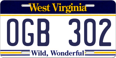 WV license plate OGB302