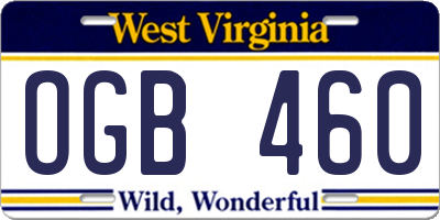 WV license plate OGB460