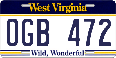 WV license plate OGB472