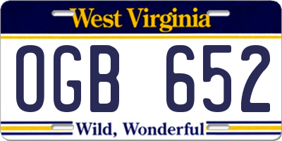 WV license plate OGB652