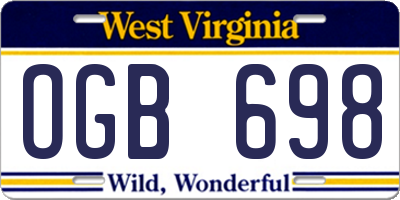 WV license plate OGB698