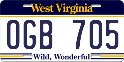 WV license plate OGB705