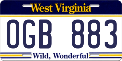 WV license plate OGB883