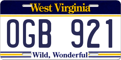 WV license plate OGB921